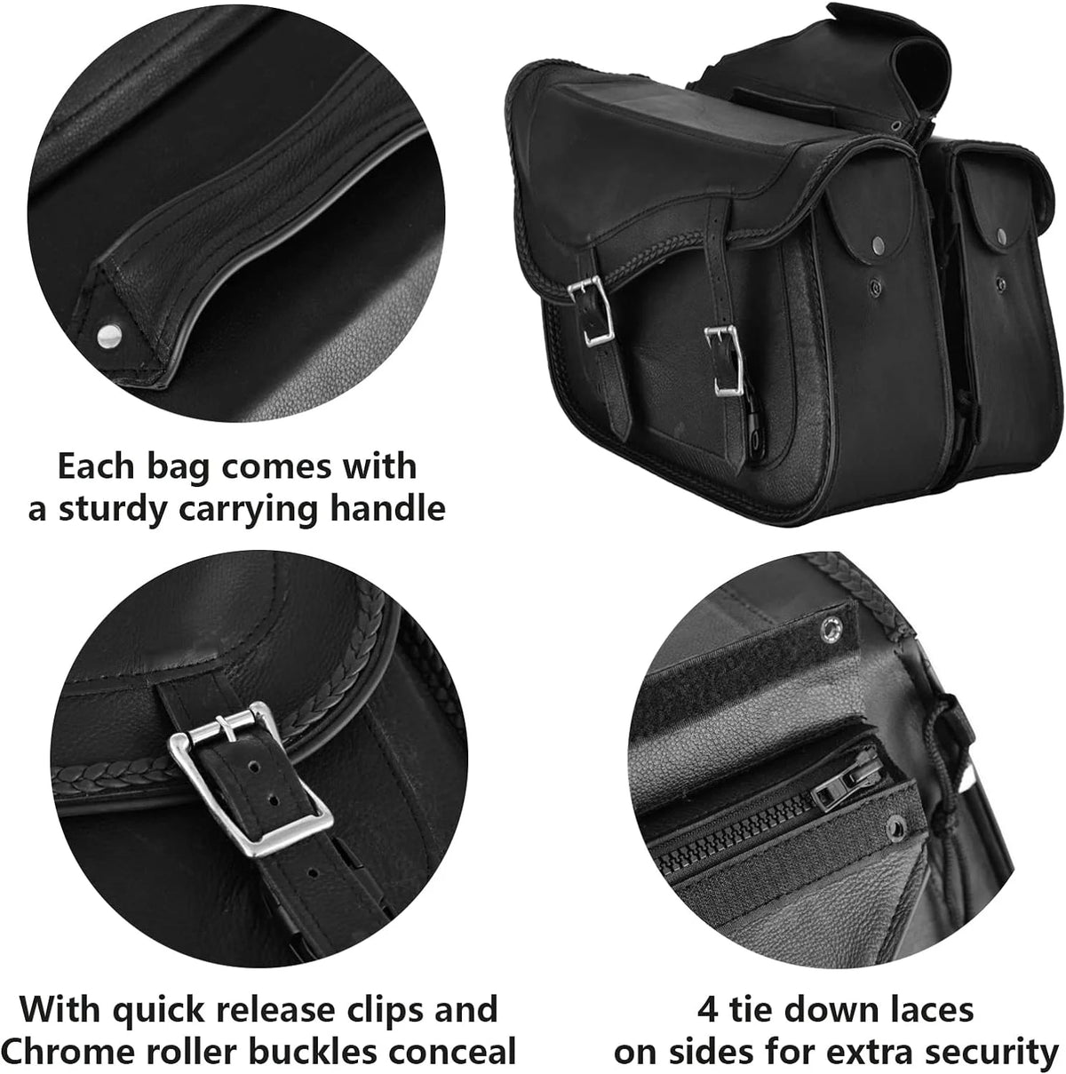 Motorcycle Saddle Bags Leather Luggage Bag Waterproof U627