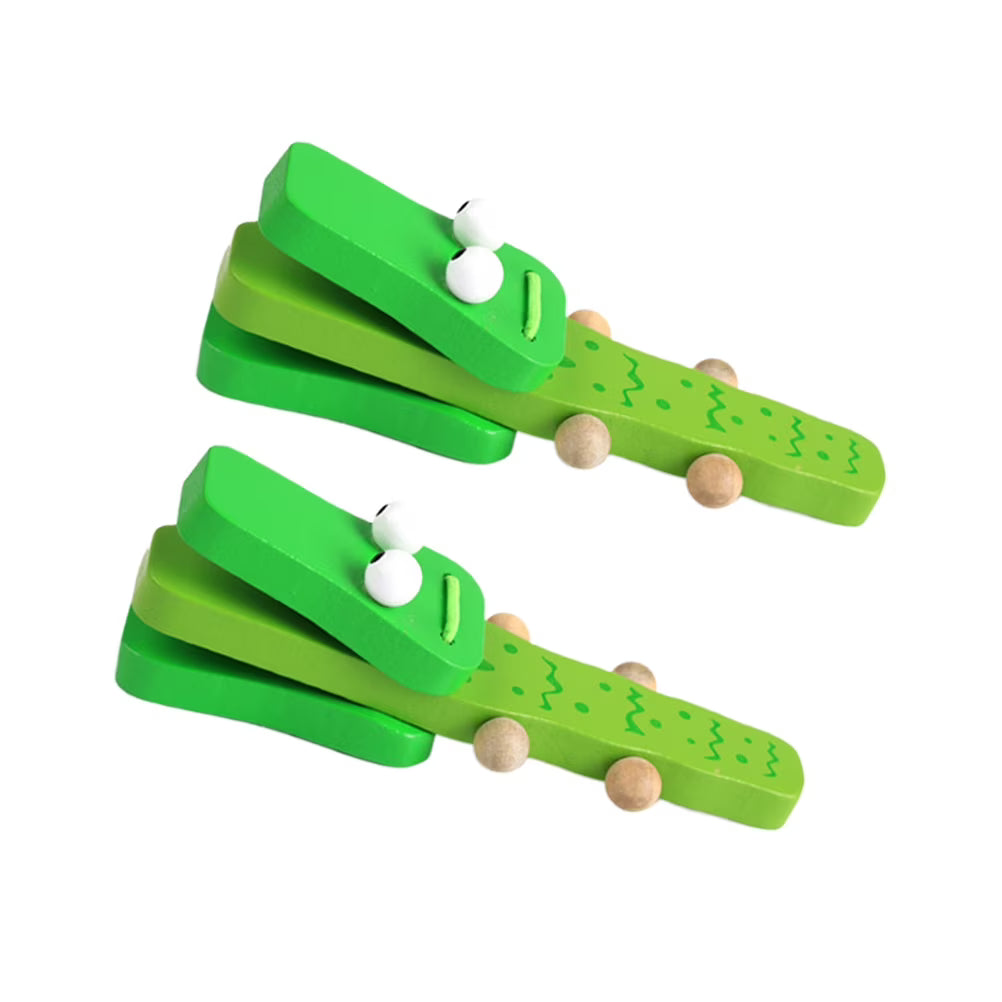 2 Pcs Kids Wooden Crocodile Castanets Clacker Toys Musical Instrument Bamboo M669