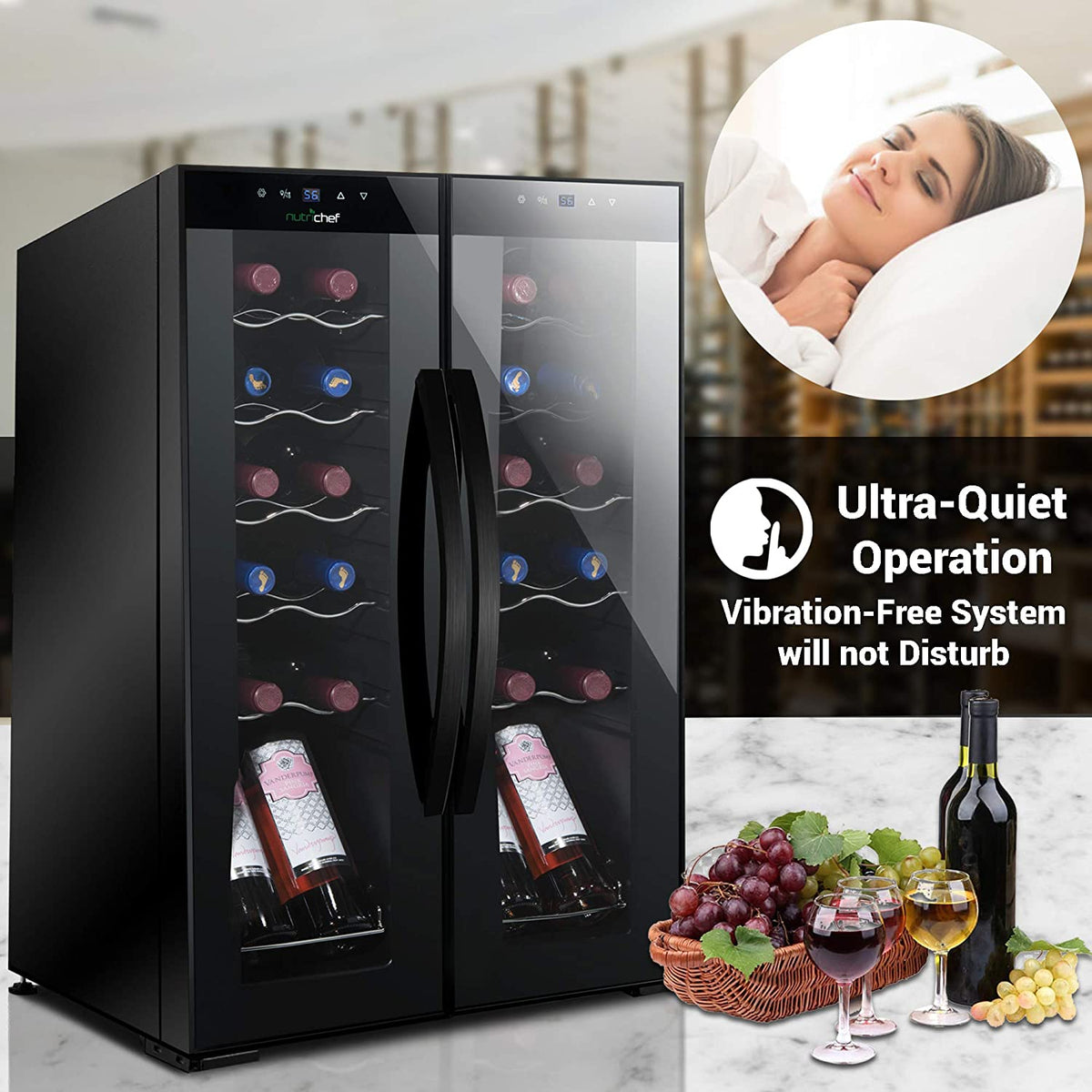 24 Bottle Freestanding Compact Wine Cooler Refrigerator with Digital Control E110