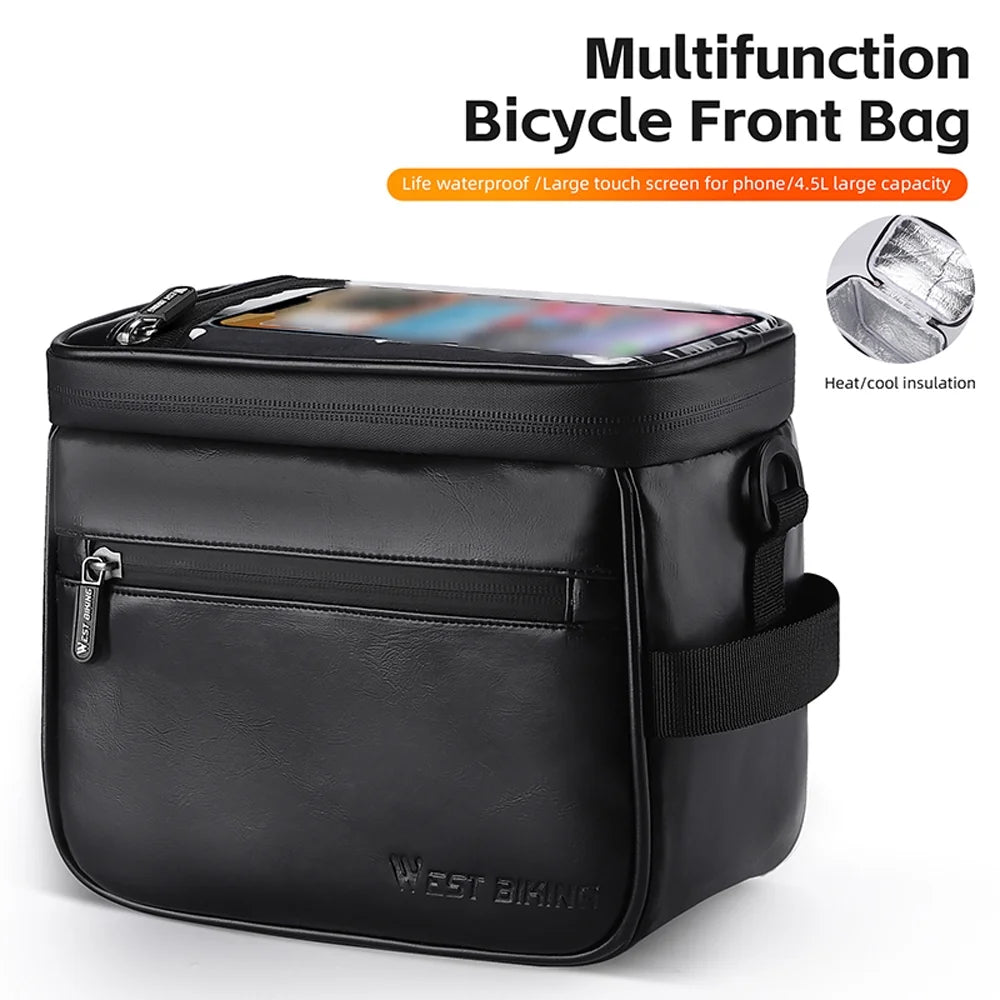 Waterproof PU Leather Bike Front Bag with Touchscreen Phone Holder H794769