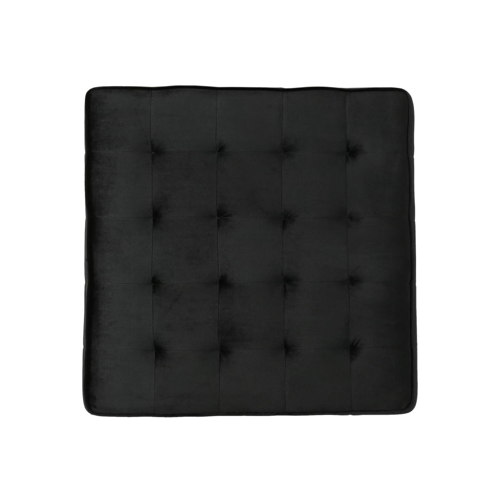 Black Velvet Tufted Ottoman U430