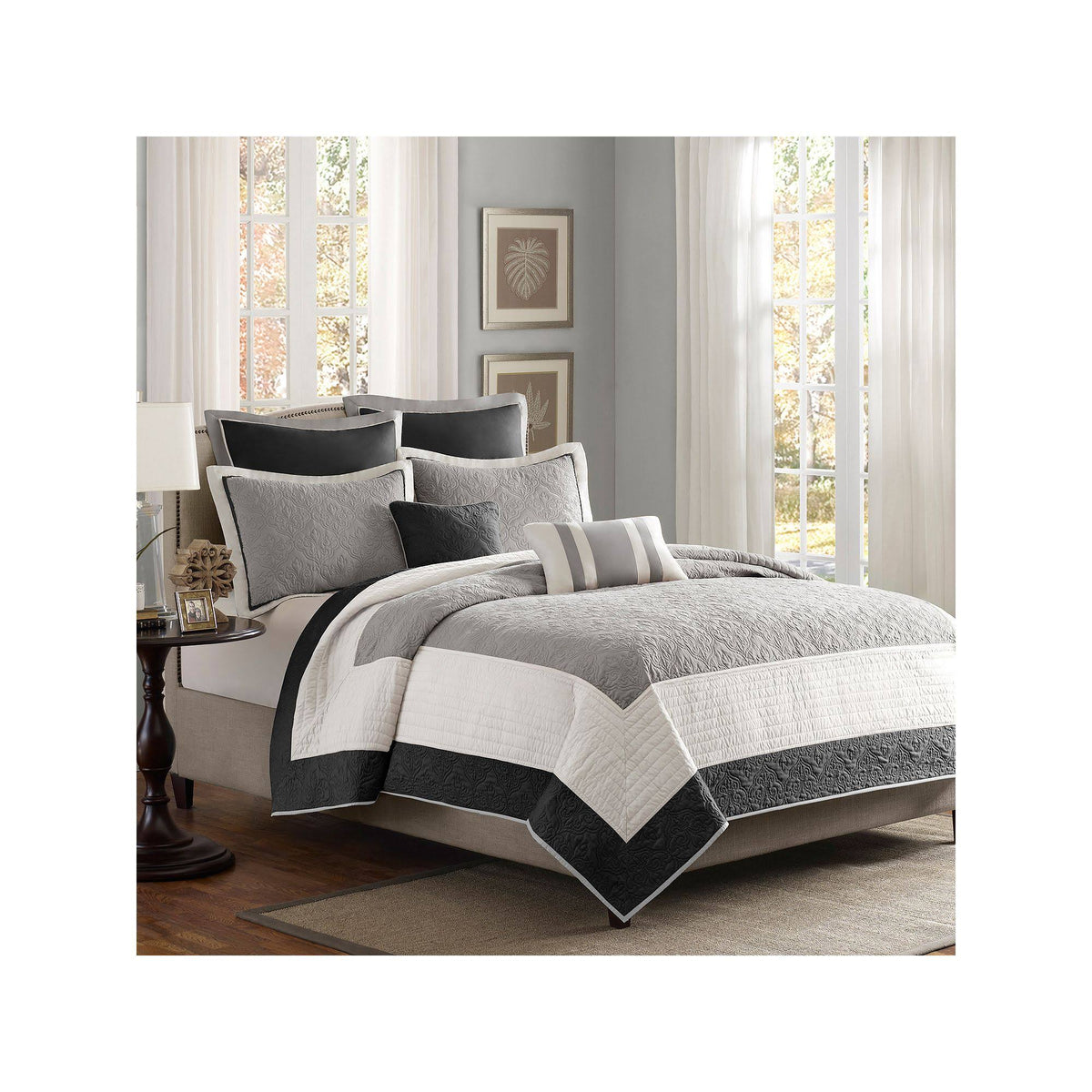 7 Piece Coverlet Set Black King/Cal King B34433