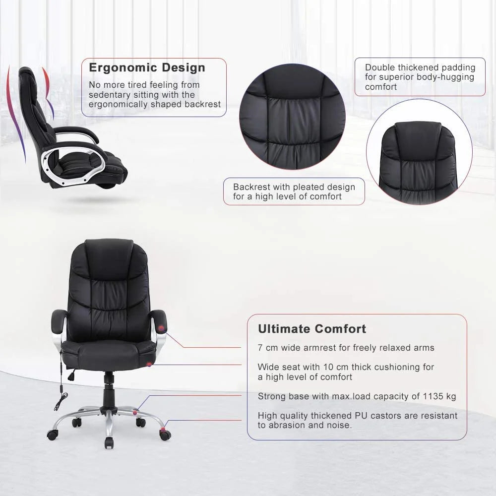 Big and Tall Leather Ergonomic Massage Office Chair Q56751