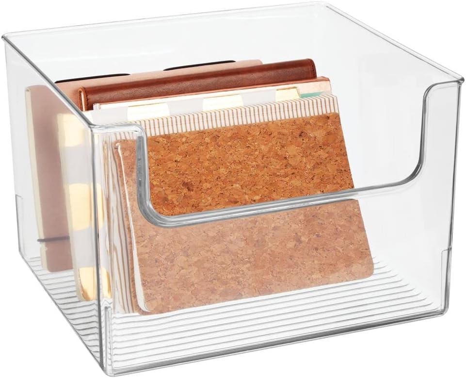 Clear 8 Pack Plastic Storage Organizer Bin Basket C935