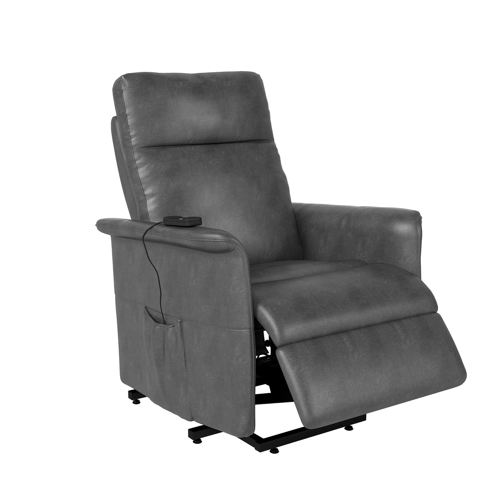 Gray Faux Leather Power Recline and Lift Chair Z8929