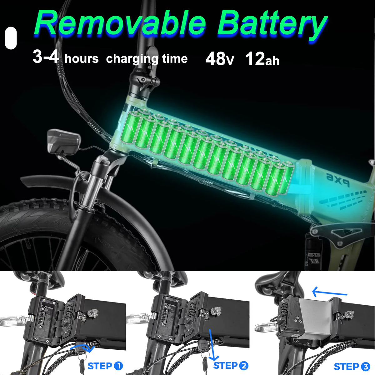Folding Electric Mountain Bike 750W 20'' Aluminum Alloy 48V 12Ah 9 Speed O243