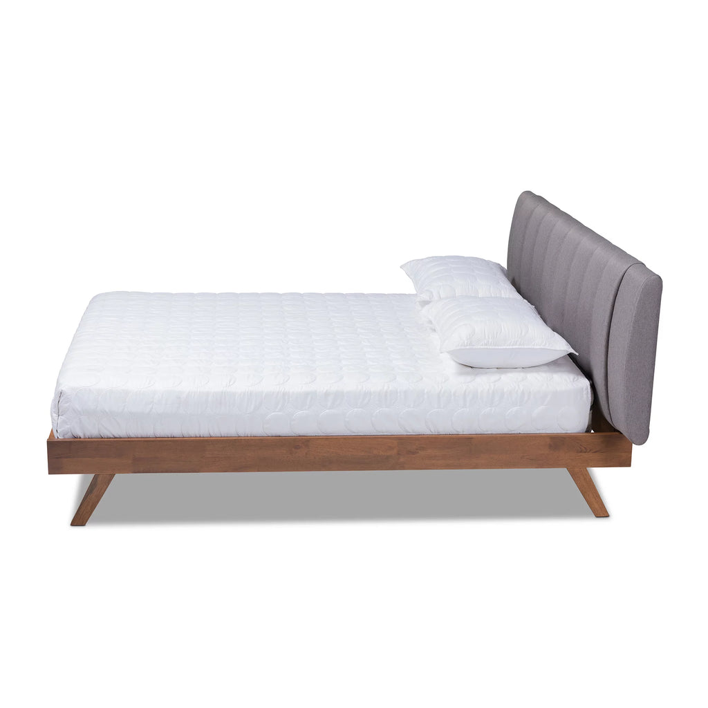 Grey Fabric Upholstered Queen Size Bed G1351