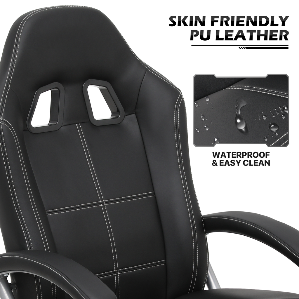 Black PU Leather Swivel Recliner with Ottoman W9437