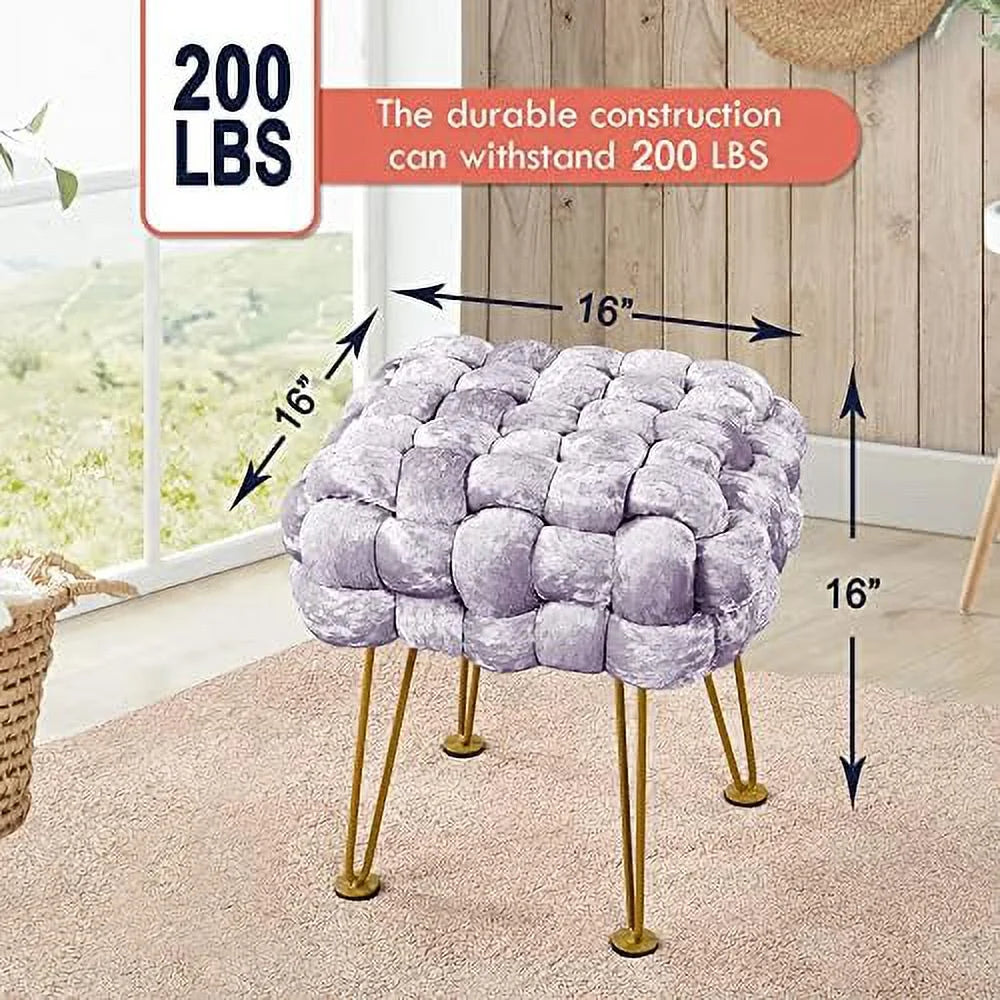 Green Upholstered Ottoman Bench with Golden Legs R17776