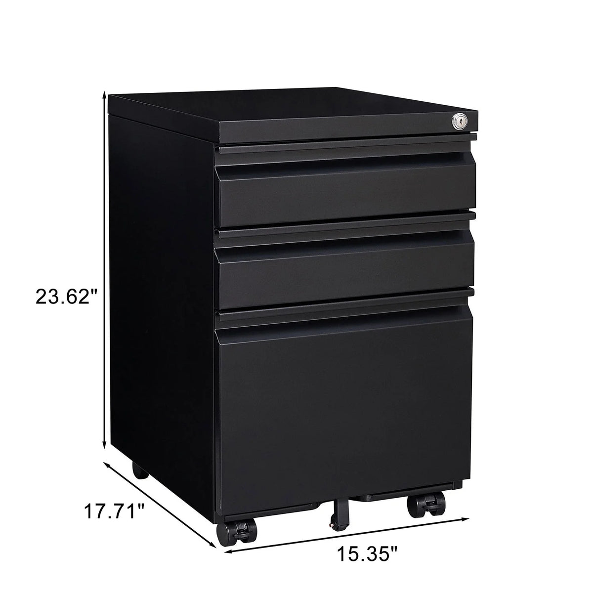 3 Drawer Black Metal File Cabinet with Lock P96022