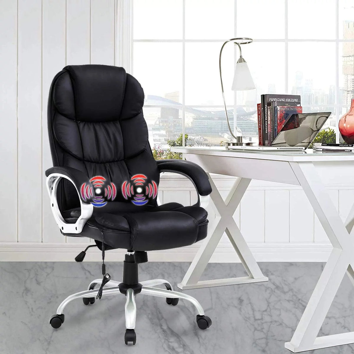 Big and Tall Leather Ergonomic Massage Office Chair Q56751