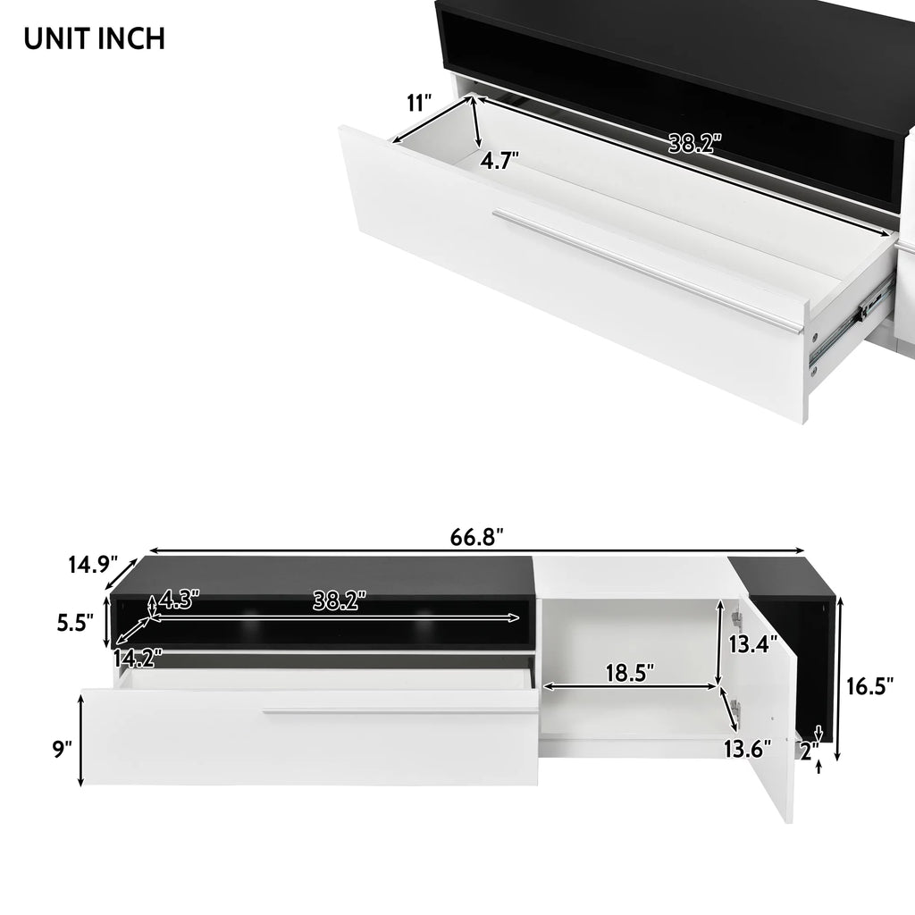 White High Gloss TV Stand with Storage Drawer Y301