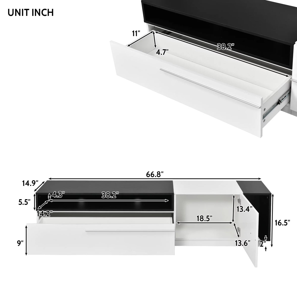 White High Gloss TV Stand with Storage Drawer Y301
