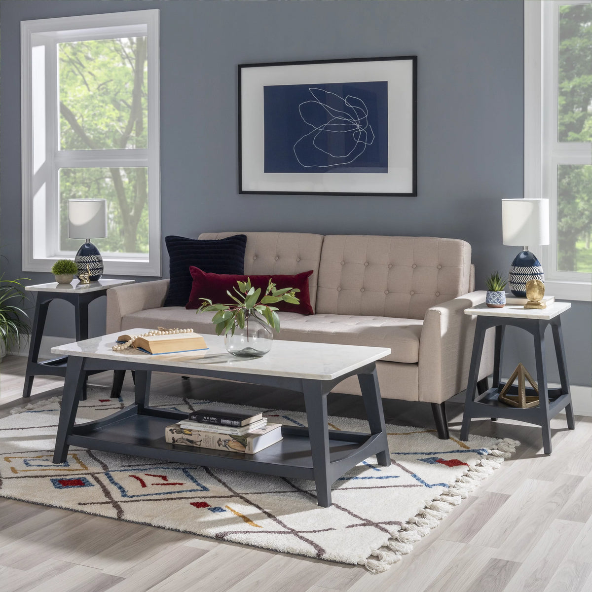 Gray Wash End Table with Shelf U924642