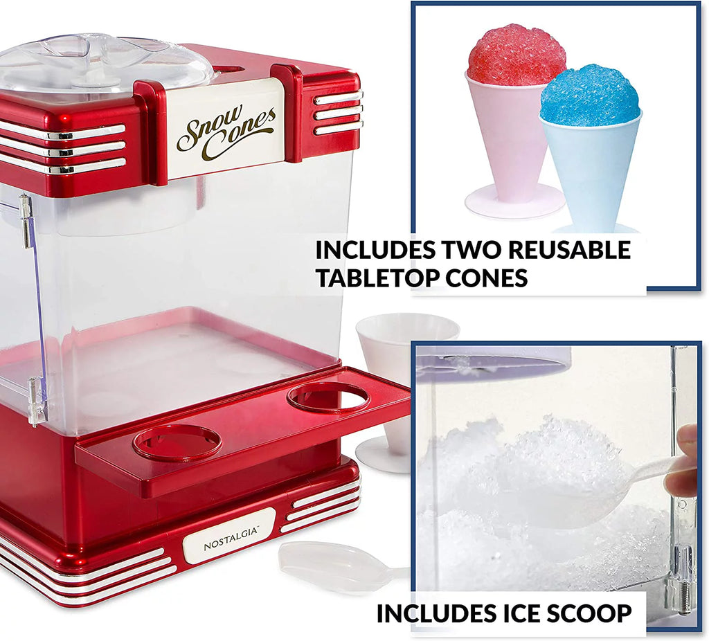 Retro Snow Cone Maker with 2 Reusable Cups & Ice Scoop F7758