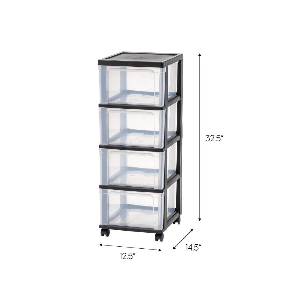 Black 4-Drawer Narrow Cart, 2 Pack I583