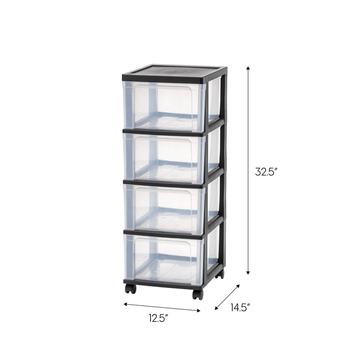 Black 4-Drawer Narrow Cart, 2 Pack I583
