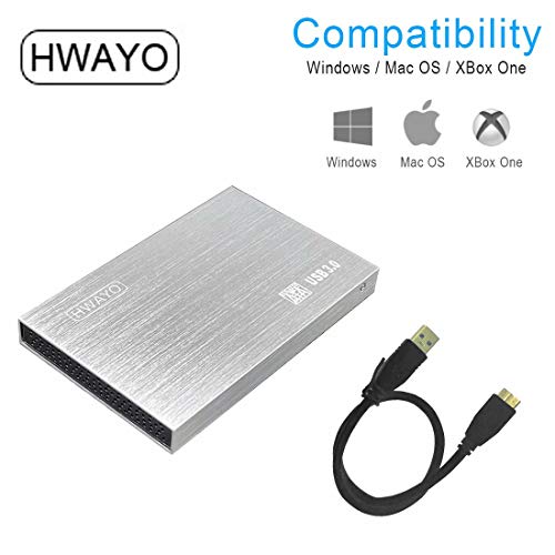 1TB Ultra Slim Portable External Hard Drive USB3.0 Silver T435415