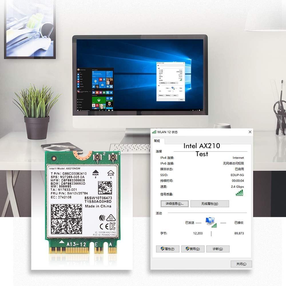 WiFi 6E Card AX210 Bluetooth 5.2 Tri-Band 5400Mbps Wireless Module for Laptop Z8652