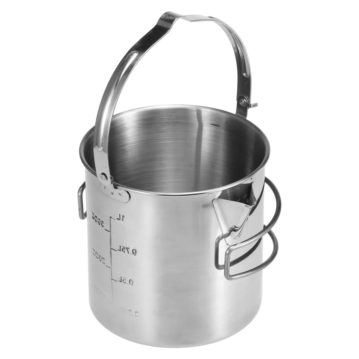 Stainless Steel Camping Pot with Foldable Handle, 1L Capacity K7951