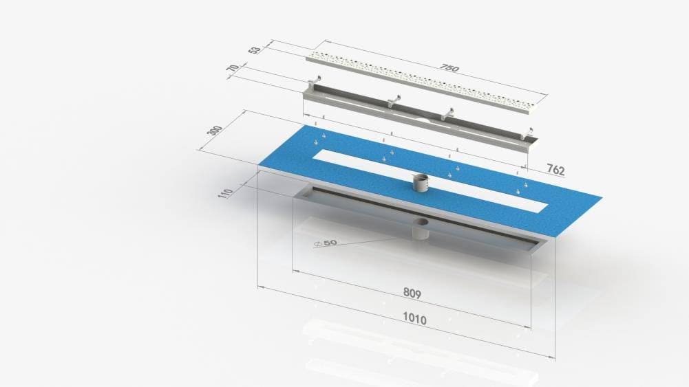 Linear Shower Drain Bright Clear (Chrome) 2-in-1 Stainless Steel Tile Insert V360711