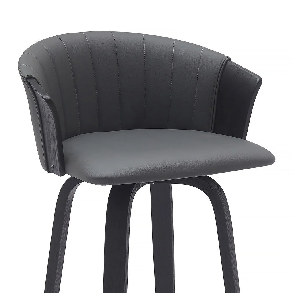Black Faux Leather Swivel Counter Stool Chair U275275