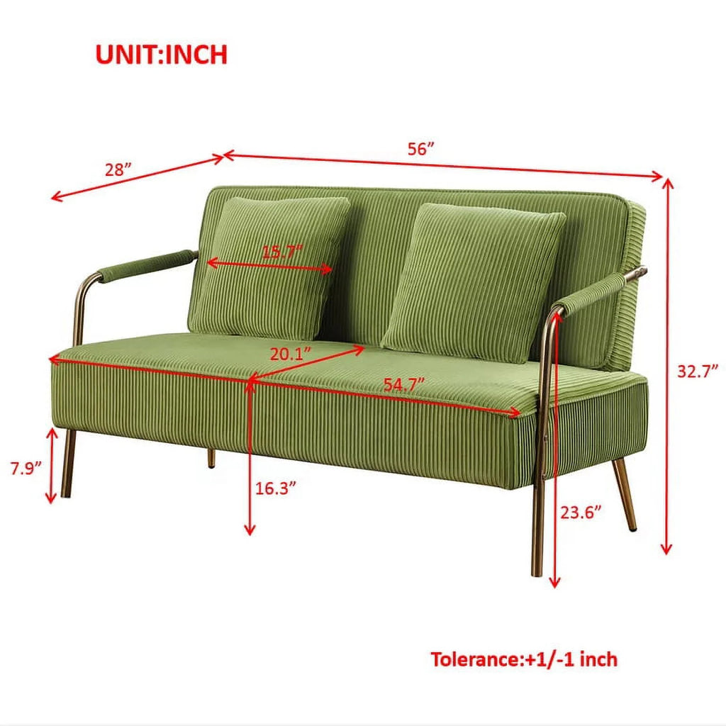Olive Green Velvet Upholstered Loveseat P629