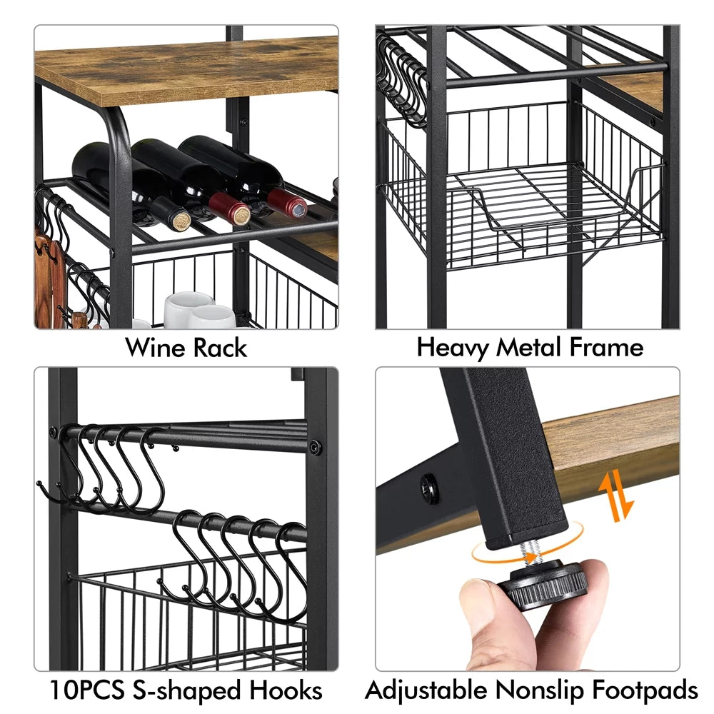 4-Tier Kitchen Baker's Rack with Power Outlet Y605