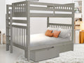 Gray Full over Full Bunk Beds with End Ladder and 2 Under Bed Drawers D671958