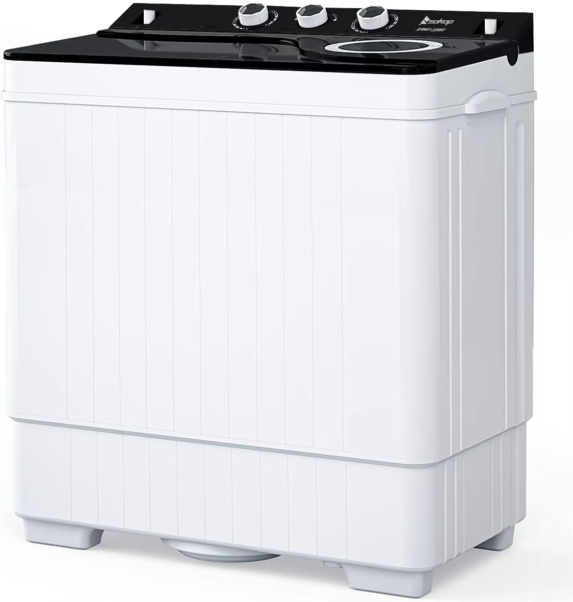 Semi-automatic Twin Tub Washing Machine with Built-in Drain Pump, White&Black S817