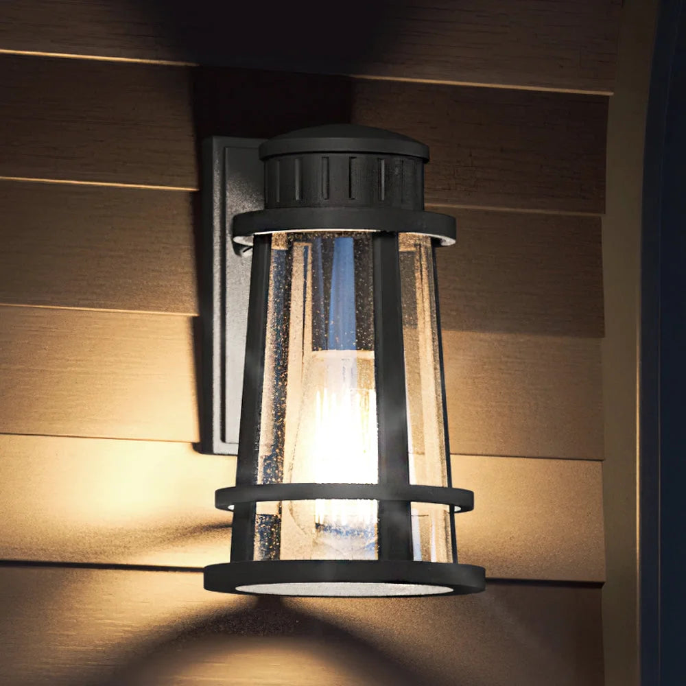 Natural Black Outdoor Wall Sconce with Clear Seeded Glass R6362