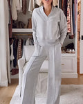 V-neck Top & Pants Two-piece Set Y430
