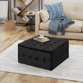 Black Velvet Tufted Ottoman U430