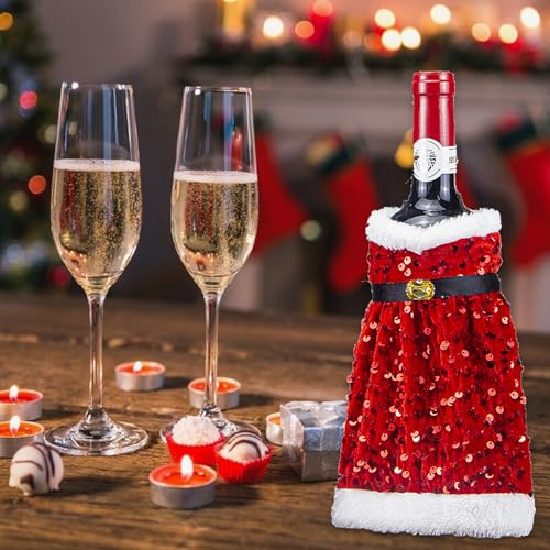 Christmas Red Sequin Wine Bottle Cover A289570