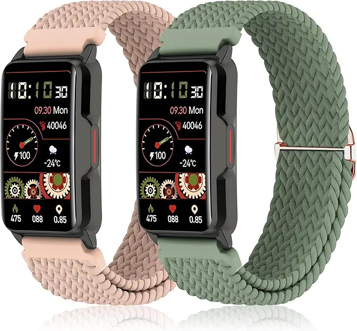 2 Pack Braided Elastic Band Smart Watch Straps K30686