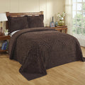 Chocolate Floral Cotton Queen Bedspread Set N466069