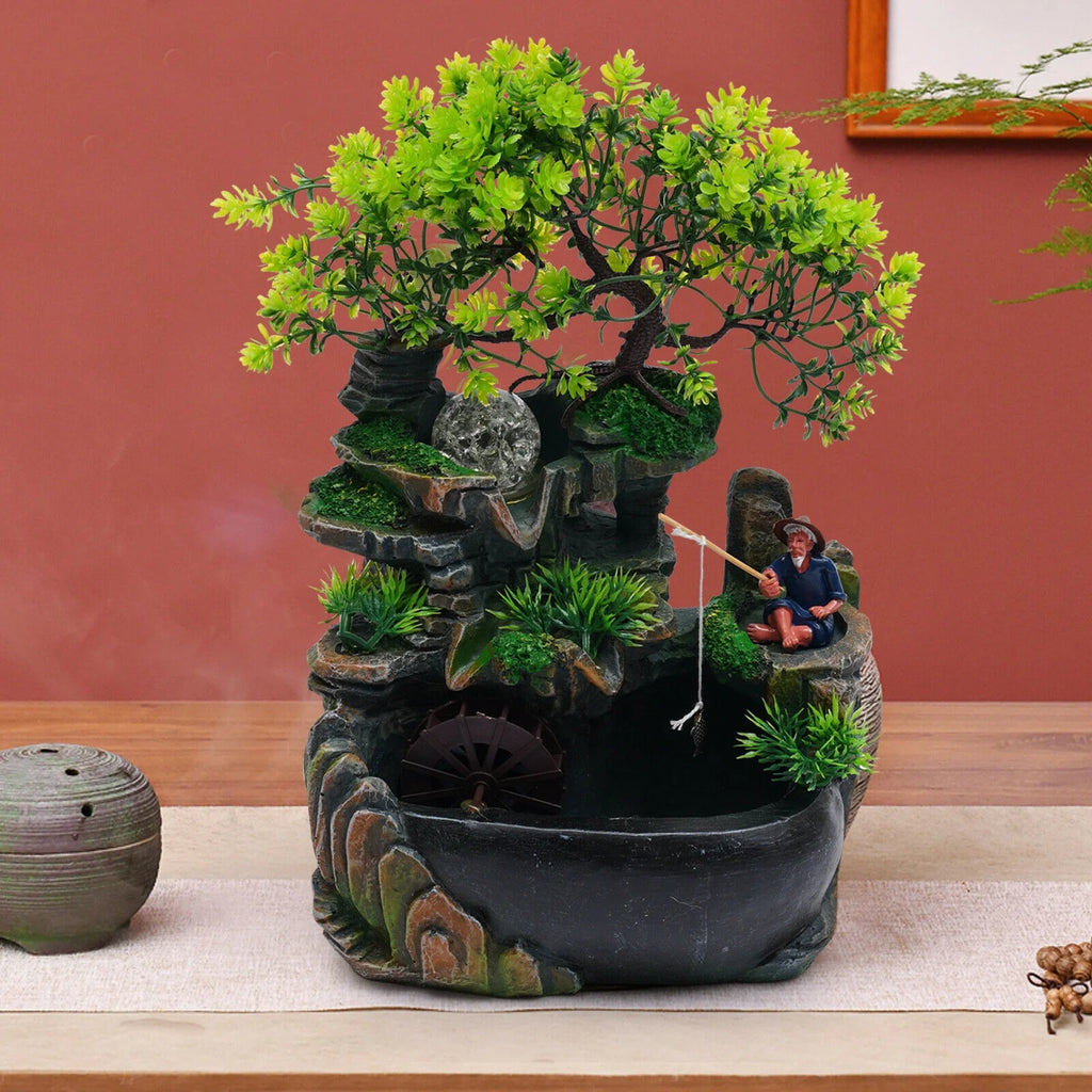Indoor Rockery Waterfall Fountain Desktop Fountain with LED Light J918