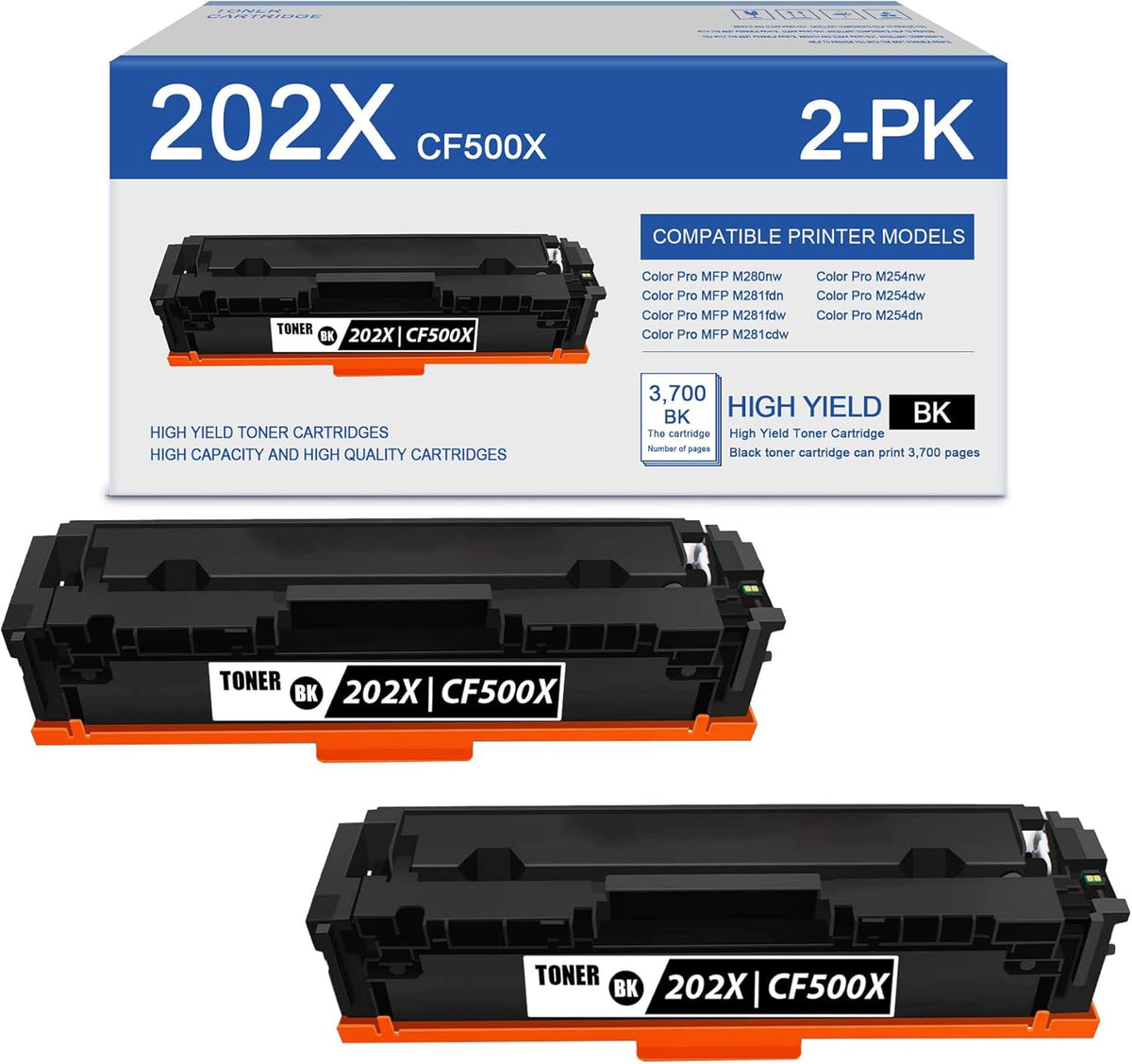 2 Pack Black Toner Replacement for HP Printer Ink Cartridge X656