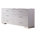 White High Gloss Finish Wood and Metal 6 Drawer Dresser Q49632