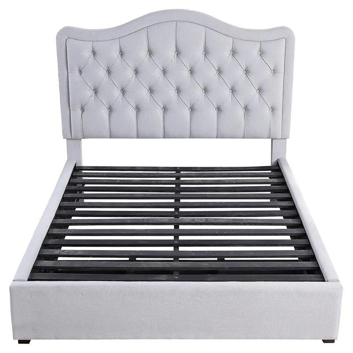 Gray Fabric Eastern King Platform Bed with Storage Drawer U1792