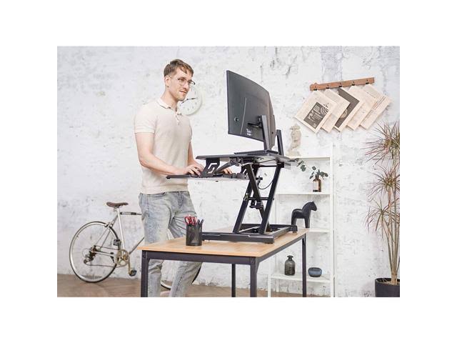 Standing Desk Converter with Height Adjustable Tabletop Workstation Riser Y674