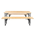 5.8FT Wood Table and Bench Set U33579