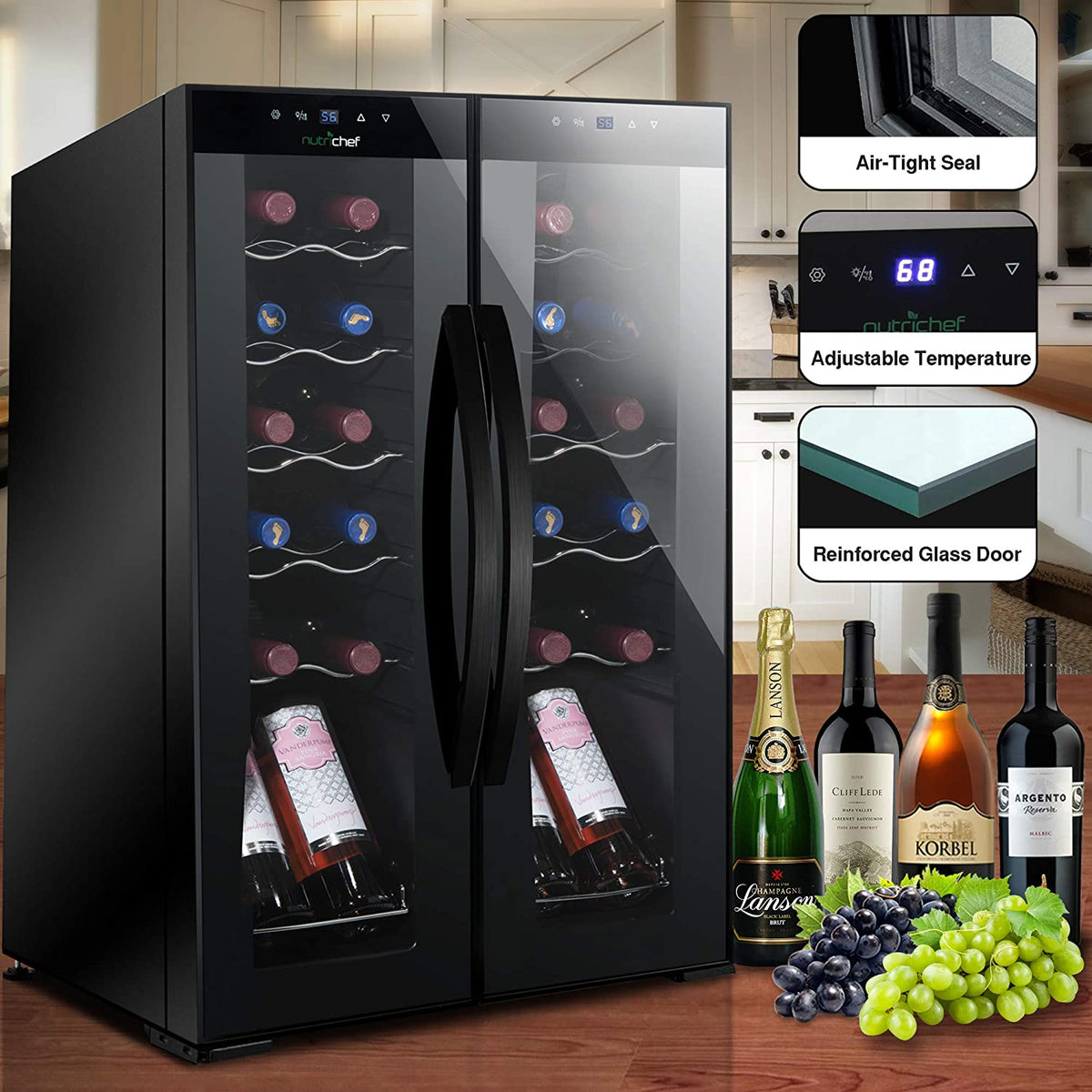24 Bottle Freestanding Compact Wine Cooler Refrigerator with Digital Control E110