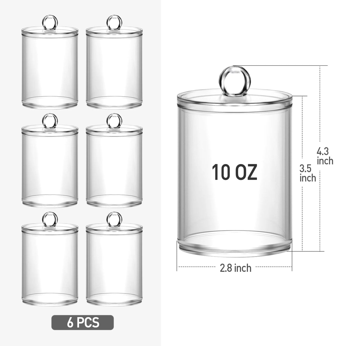 6 Pack Clear Plastic Apothecary Jars with Lids X234