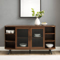 Dark Walnut Curved Edge Glass Door Sideboard I21768