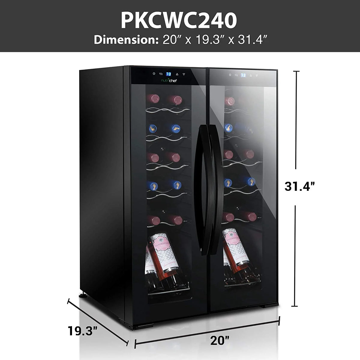 24 Bottle Freestanding Compact Wine Cooler Refrigerator with Digital Control E110