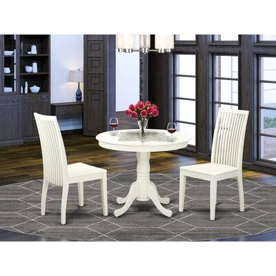 Linen White Rubberwood Solid Wood 3 Piece Dining Set J4305