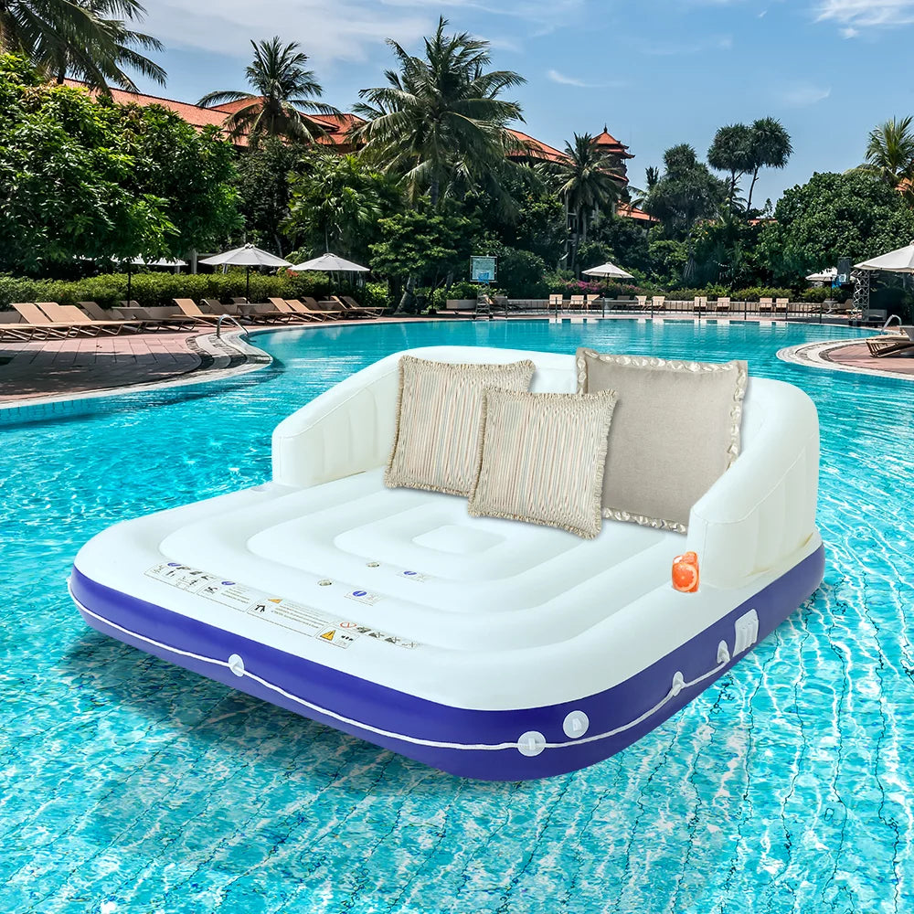 Inflatable Pool Float 2-3 Person with Canopy and Cup Holder B619