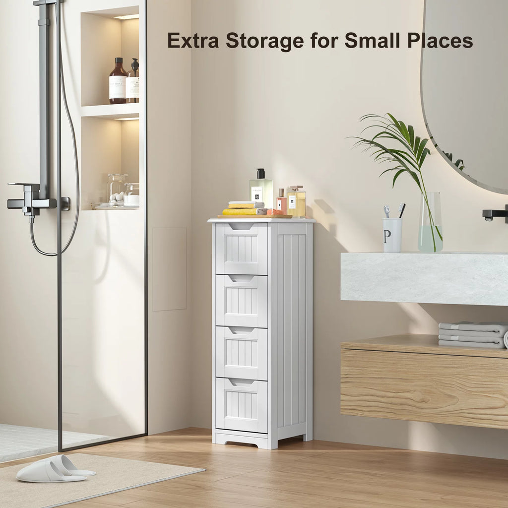 White 4 Drawer Bathroom Floor Cabinet V63160