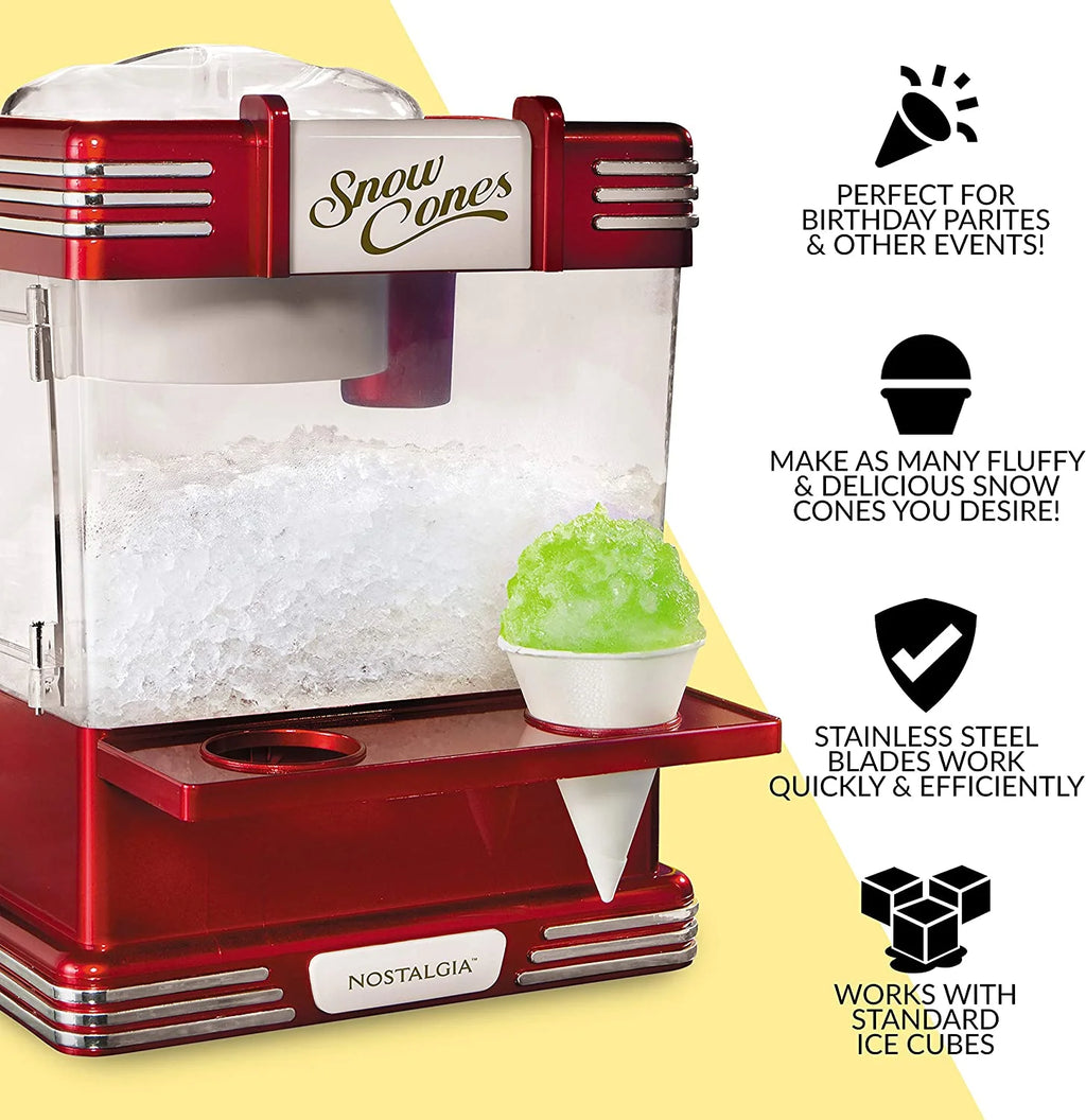 Retro Snow Cone Maker with 2 Reusable Cups & Ice Scoop F7758